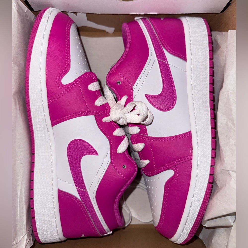 Air Jordan 1 Barbie Pink and White Sneakers - Youth size 5